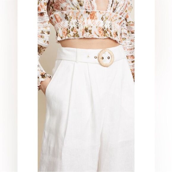 Zimmermann Honour Slouch Linen Wide Leg Pant in Ivory - Picture 5 of 13